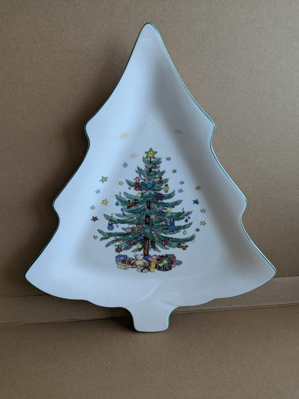 VTG Nikko Christmastime Christmas Tree Shaped Serving Platter Dish Japan Boxed